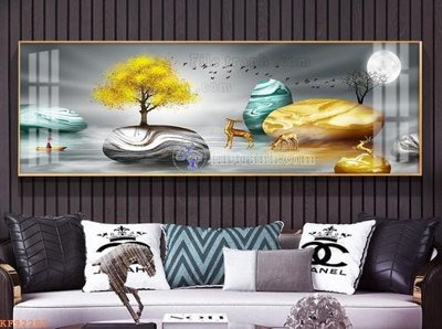 File gốc File tranh hiện đại pha lê gương KF92283 (in lụa) tranh phong thủy