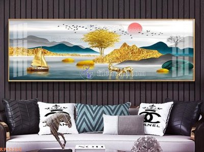 File gốc File tranh hiện đại pha lê gương KF92285 (in lụa) tranh thuận buồm