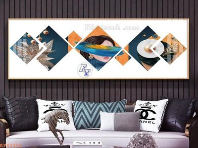 Hình ảnh file gốc in lụa File tranh hiện đại pha lê gương KF92352