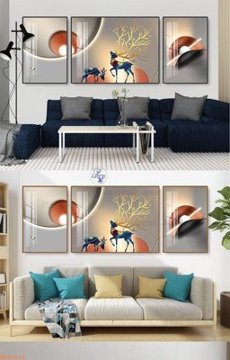 File in trần File tranh hiện đại pha lê gương KF92630 (bản gốc) mây trời