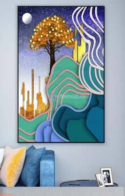 File gốc File tranh hiện đại pha lê gương KF92823 (in lụa) cao cấp