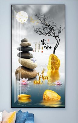 File in ấn File tranh hiện đại pha lê gương KF92903 chuyên nghiệp