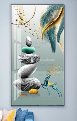 File tranh File tranh hiện đại pha lê gương KF93018 (gốc) chủ đề thiên nhiên