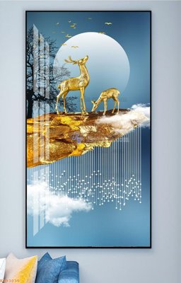 Download file gốc File tranh hiện đại pha lê gương KF93035 (in lụa) hoa lá