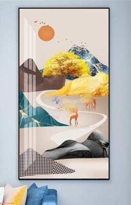 Ảnh gốc file in lụa File tranh hiện đại pha lê gương KF93049 chi tiết