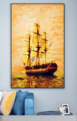 File in mica File tranh hiện đại pha lê gương KF93451 (bản gốc) làm vách ngăn