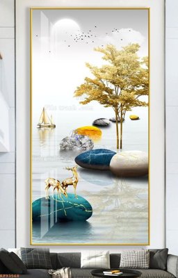 File PSD File tranh hiện đại pha lê gương KF93568 (bản gốc) đã tách nền