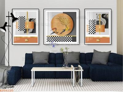 File gốc File tranh hiện đại pha lê gương KF94105 (in lụa) tranh mã đáo