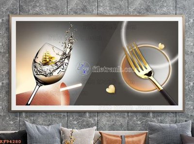 File gốc File tranh hiện đại pha lê gương KF94280 (in lụa) hoa văn cổ điển