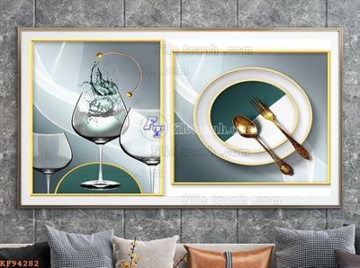 File in mica File tranh hiện đại pha lê gương KF94282 (bản gốc) làm vách ngăn