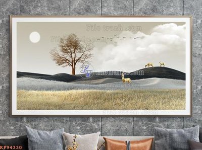 Download file gốc File tranh hiện đại pha lê gương KF94330 (in lụa) tranh 3D