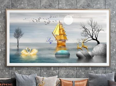 File gốc File tranh hiện đại pha lê gương KF94341 (in mica) trang trí