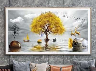 Tải file File tranh hiện đại pha lê gương KF94342 (gốc) chủ đề phong thủy