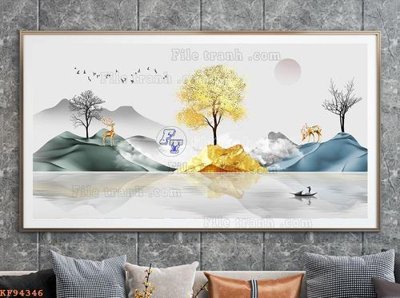 File tranh in tráng gương File tranh hiện đại pha lê gương KF94346 (siêu nét)