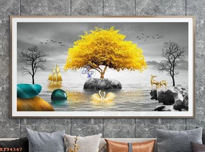 Download file gốc File tranh hiện đại pha lê gương KF94347 (in lụa) tranh 3D