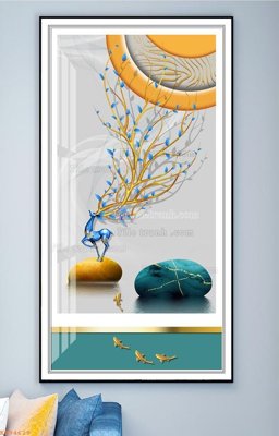 File gốc File tranh hiện đại pha lê gương KF94629 (in lụa) họa tiết 3D