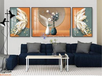 Hình ảnh file gốc in trần nhà File tranh hiện đại pha lê gương KF94830