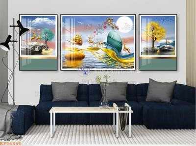 File in ấn File tranh hiện đại pha lê gương KF94846 chuyên nghiệp