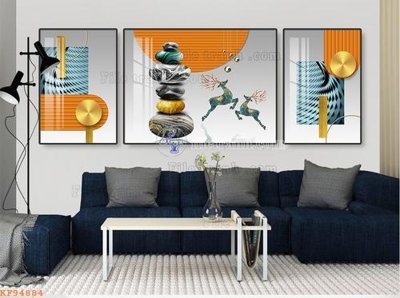 File in mica File tranh hiện đại pha lê gương KF94884 (bản gốc) làm vách ngăn