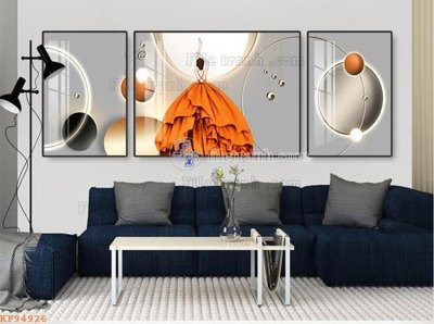 File in mica File tranh hiện đại pha lê gương KF94926 (bản gốc) làm vách ngăn