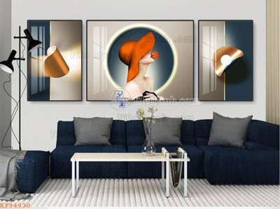 File tranh File tranh hiện đại pha lê gương KF94930 (bản gốc) treo quán cafe