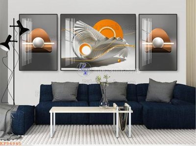 File gốc File tranh hiện đại pha lê gương KF94945 (in lụa) tranh mã đáo