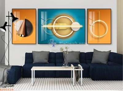 File in mica File tranh hiện đại pha lê gương KF95014 (bản gốc) làm vách ngăn