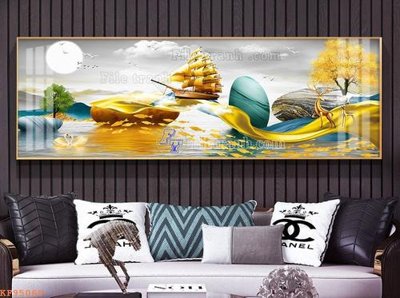 File in ấn File tranh hiện đại pha lê gương KF95069 chuyên nghiệp