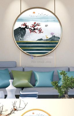 File in trần File tranh hiện đại pha lê gương KF95227 (bản gốc) phong cảnh