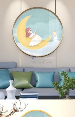 Hình ảnh file gốc in trần nhà File tranh hiện đại pha lê gương KF95259