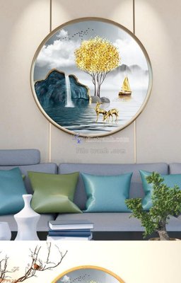 Hình ảnh file gốc in trần nhà File tranh hiện đại pha lê gương KF95283