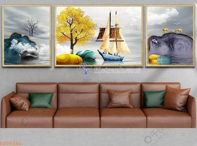 File gốc in tráng gương File tranh hiện đại pha lê gương KF95346 chi tiết