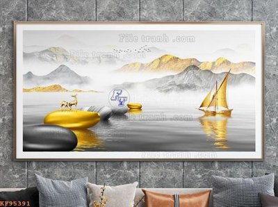 File in ấn File tranh hiện đại pha lê gương KF95391 chuyên nghiệp