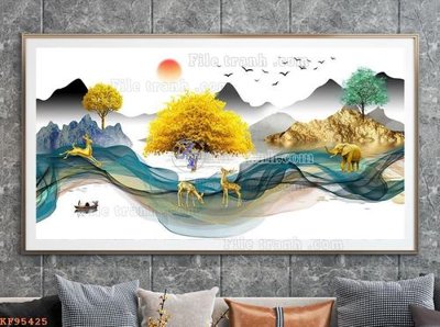 File ảnh File tranh hiện đại pha lê gương KF95425 (gốc) in backdrop sự kiện