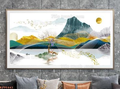 File ảnh File tranh hiện đại pha lê gương KF95443 (gốc) in decal dán tường