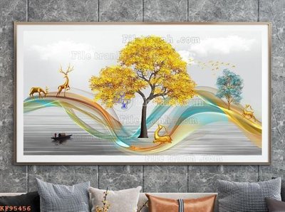 File tranh File tranh hiện đại pha lê gương KF95456 (bản gốc) treo quán cafe