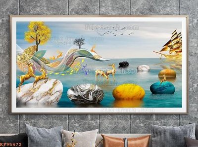 File in lụa File tranh hiện đại pha lê gương KF95472 (phong cảnh) File tranh hiện đại pha lê gương KF95472