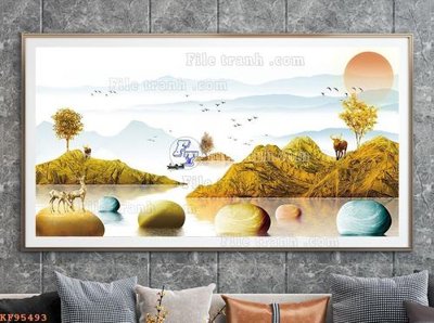 File gốc in tráng gương File tranh hiện đại pha lê gương KF95493 chi tiết