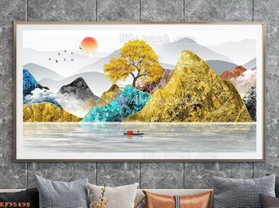 Download file gốc File tranh hiện đại pha lê gương KF95498 (in lụa) cao cấp