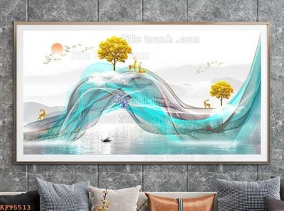 Tải file File tranh hiện đại pha lê gương KF95513 (gốc) làm tranh trang trí
