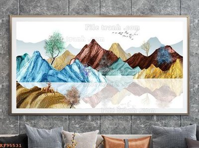 File in trần File tranh hiện đại pha lê gương KF95531 (bản gốc) hoa văn