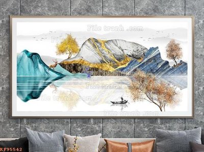 Download file gốc File tranh hiện đại pha lê gương KF95542 (in lụa) cao cấp