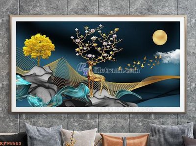 Ảnh gốc File tranh hiện đại pha lê gương KF95563 (độ nét cao) in mica