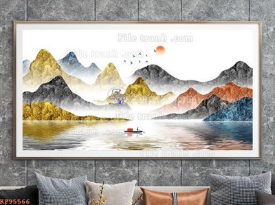 File in trần File tranh hiện đại pha lê gương KF95566 (bản gốc) đại dương