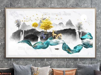 File gốc File tranh hiện đại pha lê gương KF95574 (ảnh chi tiết) để in trần
