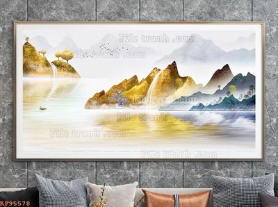 File gốc File tranh hiện đại pha lê gương KF95578 (in lụa) hoa văn cổ điển