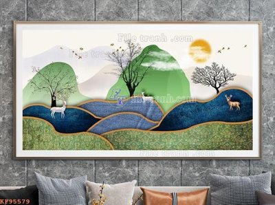 File tranh File tranh hiện đại pha lê gương KF95579 (bản gốc) in lụa 3D