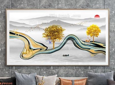 File tranh File tranh hiện đại pha lê gương KF95595 (gốc) chủ đề trừu tượng