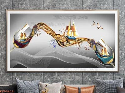 File tranh File tranh hiện đại pha lê gương KF95612 (gốc) in trên kính