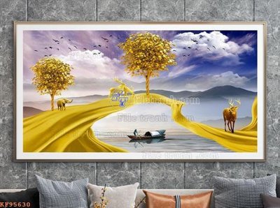 File PSD File tranh hiện đại pha lê gương KF95630 (bản gốc) đã tách nền